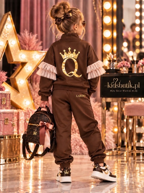 Dres dziewczęcy QUEEN Q z tiulowymi falbankami i złotą koroną – La’Roma Premium