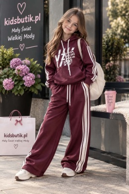 Dres sportowy z kapturem VIZ SPORT lampasy - bordo