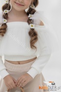 Elegancka bluzka SELEMA z tiulem - biała