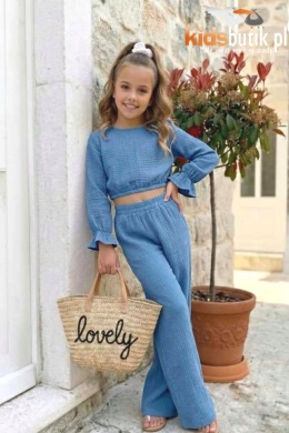 Komplet letni z muślinu bawełnianego - a'la jeans