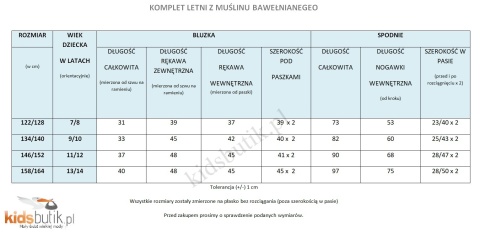 Komplet letni z muślinu bawełnianego - a'la jeans