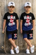 Komplet sportowy NEVER DON'T GIVE UP - czarny z niebieskim