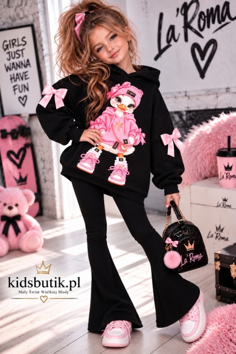 Legginsy/getry dzwony prążek - czarne