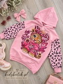 Sukienka dziewczęca tuba PINK WILD CAT – różowa z panterką