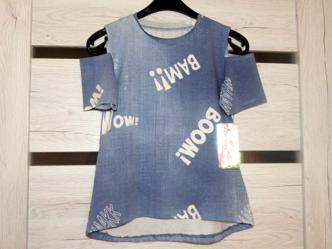 Bluzka BOOM! a'la jeans odkryte ramiona Bluzka BOOM! a'la jeans odkryte ramiona
