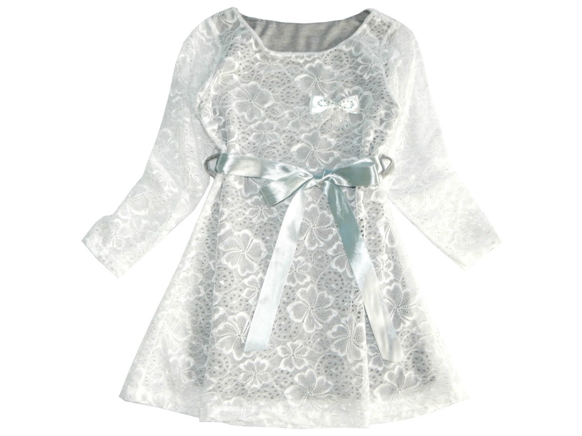 Elegancka sukienka z gipiury/koronki z szarfą Elegancka sukienka z gipiury/koronki z szarfą