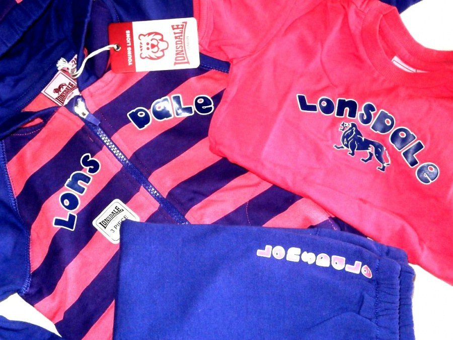 LONSDALE 3 elementowy dres Baby Jogger, fuksja i purpura LONSDALE 3 elementowy dres Baby Jogger, fuksja i purpura