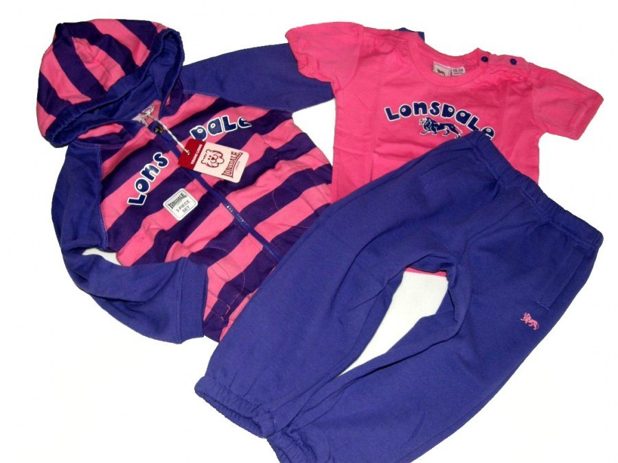 LONSDALE 3 elementowy dres Baby Jogger, fuksja i purpura LONSDALE 3 elementowy dres Baby Jogger, fuksja i purpura