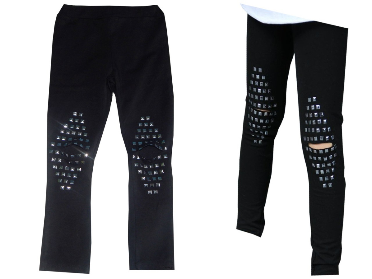 Legginsy z ćwiekami i rozcięciem na kolanach Legginsy z ćwiekami i rozcięciem na kolanach