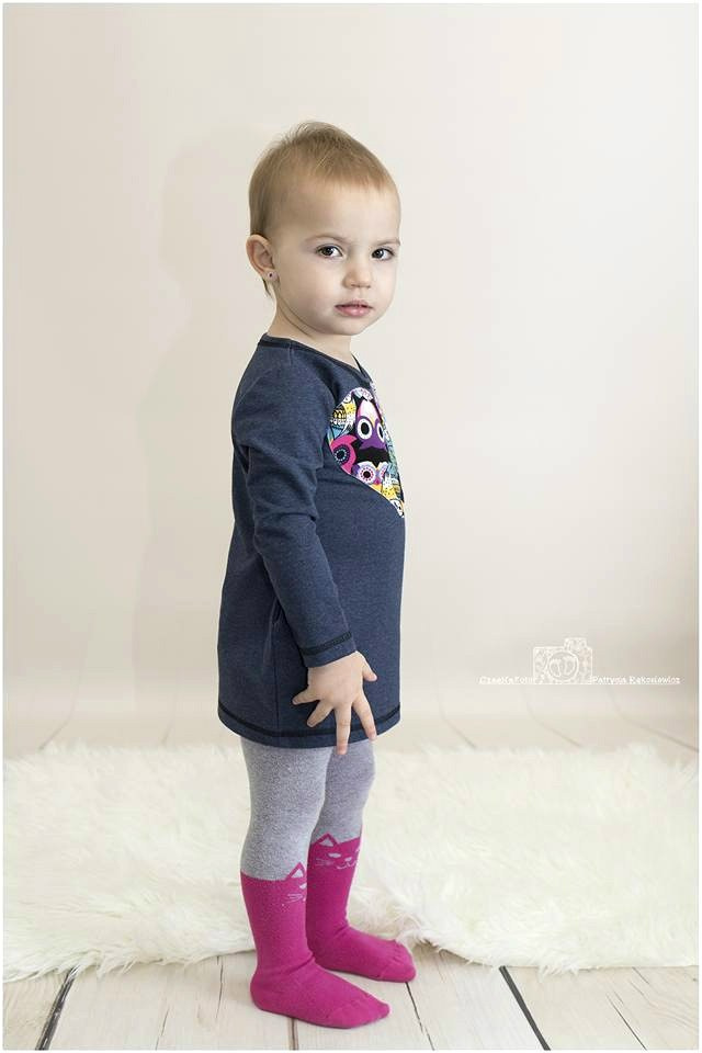 Śliczna dresowa tunika a'la jeans z sercem w sówki Śliczna dresowa tunika a'la jeans z sercem w sówki