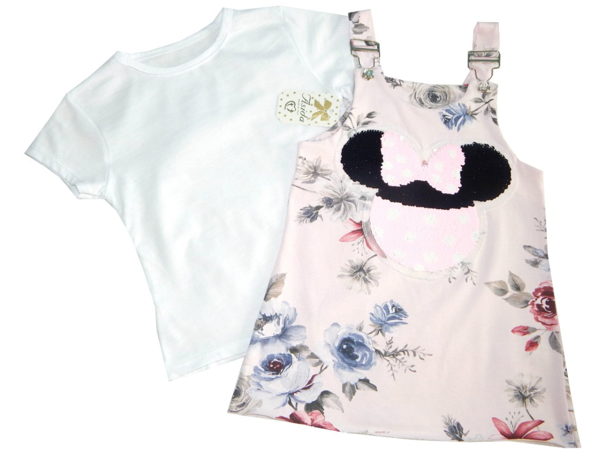 Sukienka ogrodniczka KWIATY i MINNIE z bluzką Sukienka ogrodniczka KWIATY i MINNIE z bluzką