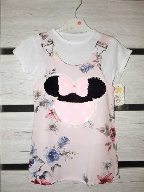 Sukienka ogrodniczka KWIATY i MINNIE z bluzką Sukienka ogrodniczka KWIATY i MINNIE z bluzką