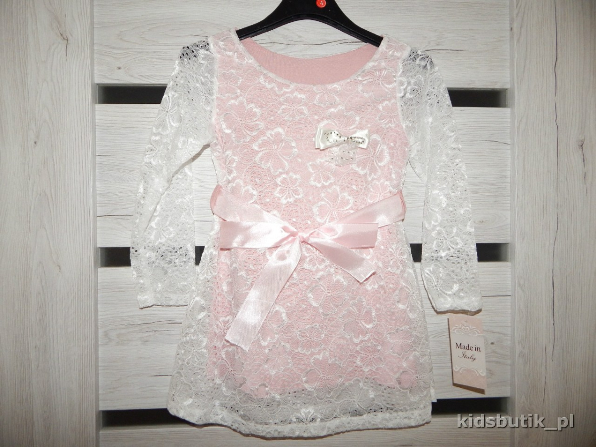 Elegancka sukienka z gipiury/koronki z szarfą Elegancka sukienka z gipiury/koronki z szarfą