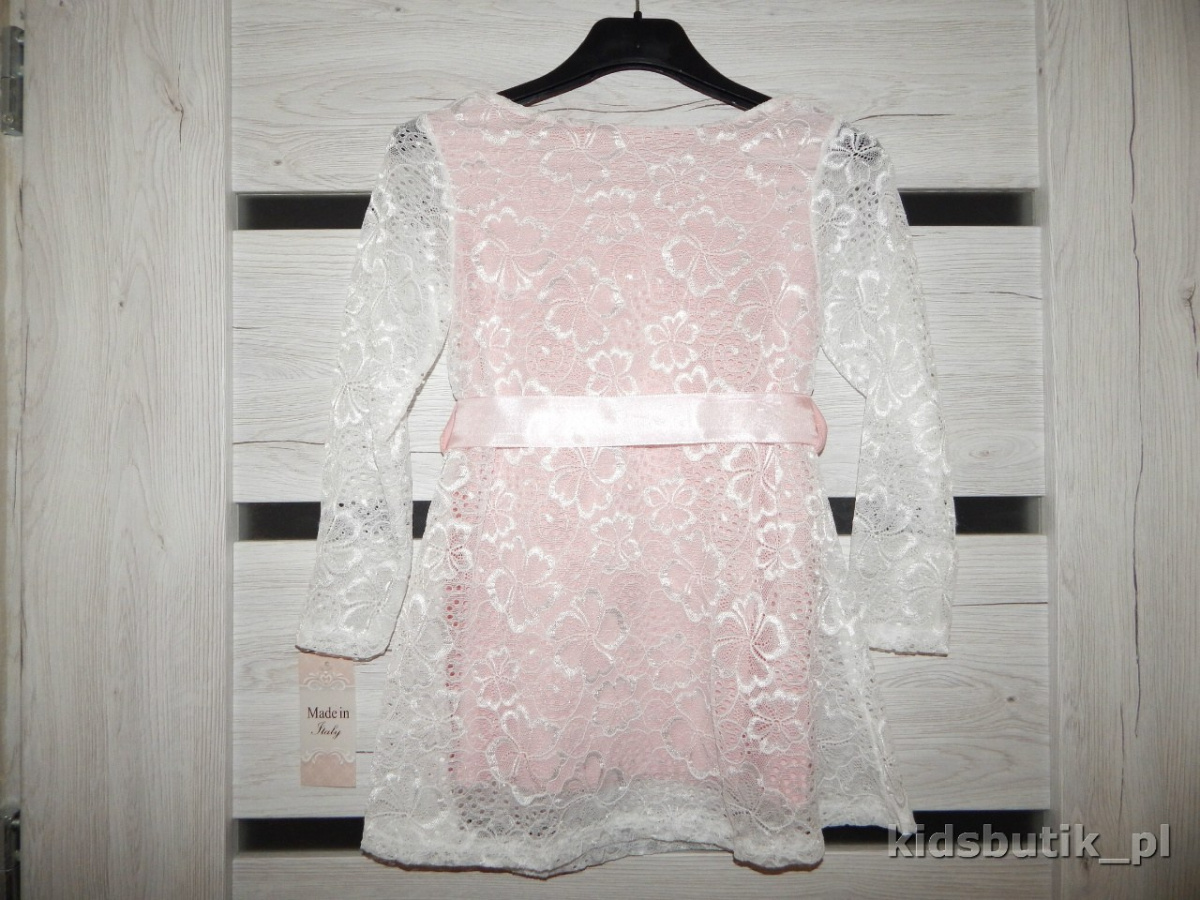 Elegancka sukienka z gipiury/koronki z szarfą Elegancka sukienka z gipiury/koronki z szarfą