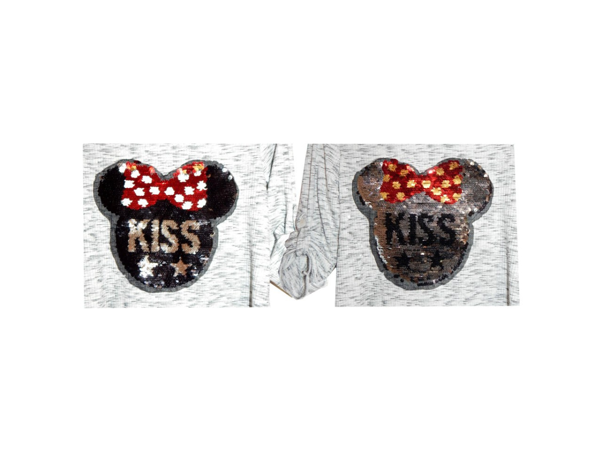 Sukienka/tunika z Magiczną Aplikacją 3D MINNIE KISS i roll-up'em na rękawach Sukienka/tunika z Magiczną Aplikacją 3D MINNIE KISS i roll-up'em na rękawach