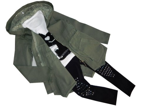 Kurtka Parka khaki z koronką wiosna/jesień Kurtka Parka khaki z koronką wiosna/jesień