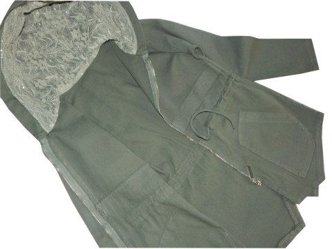 Kurtka Parka khaki z koronką wiosna/jesień Kurtka Parka khaki z koronką wiosna/jesień