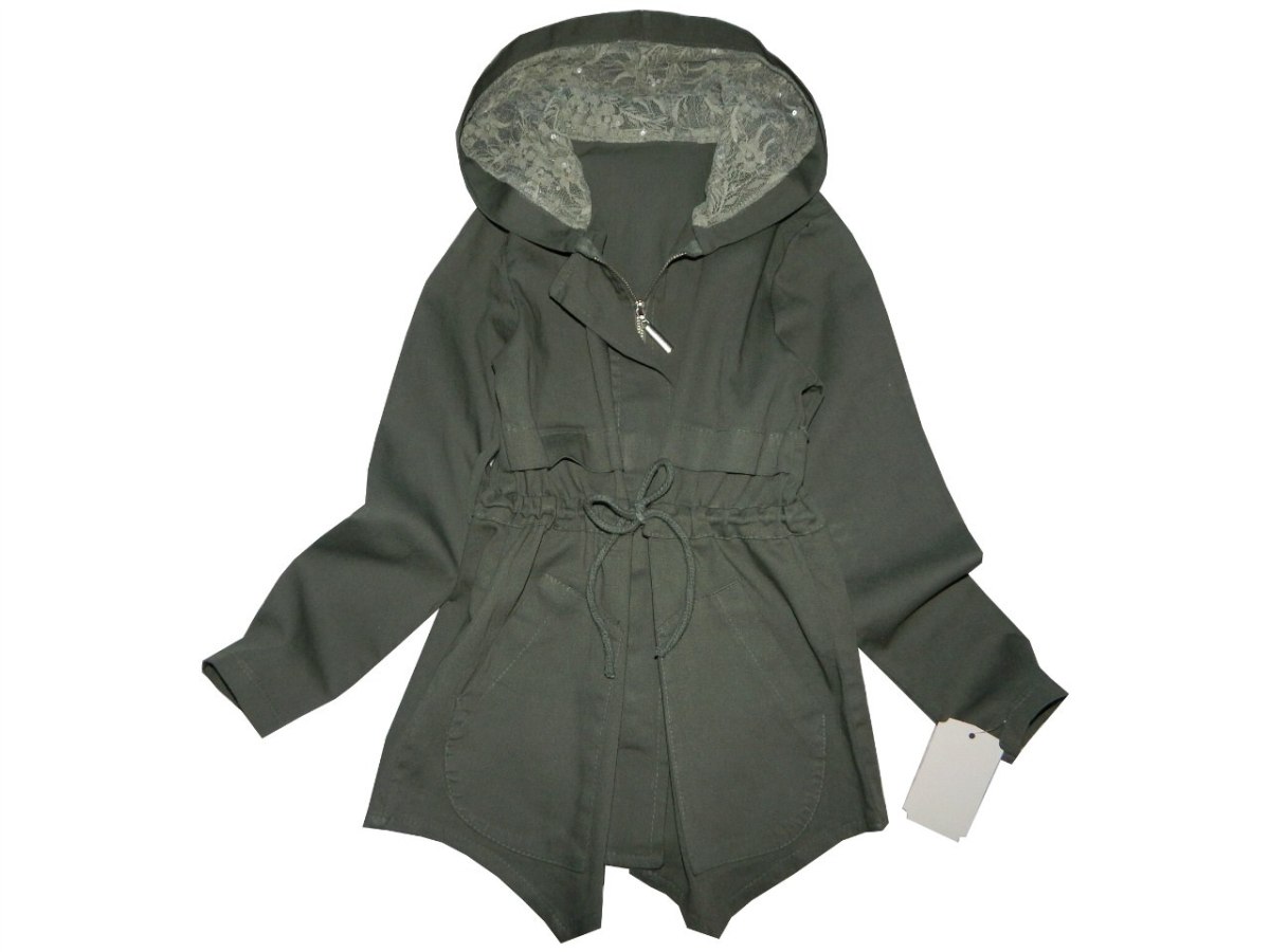 Kurtka Parka khaki z koronką wiosna/jesień Kurtka Parka khaki z koronką wiosna/jesień