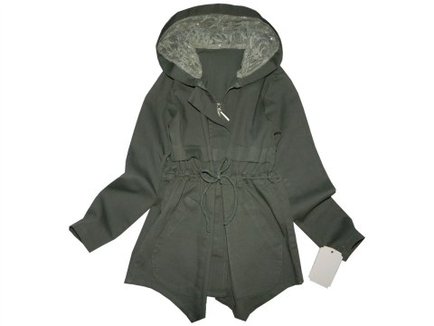 Kurtka Parka khaki z koronką wiosna/jesień Kurtka Parka khaki z koronką wiosna/jesień