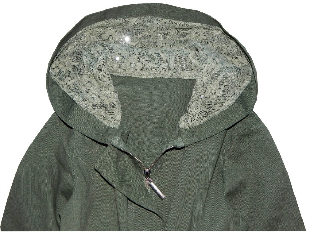 Kurtka Parka khaki z koronką wiosna/jesień Kurtka Parka khaki z koronką wiosna/jesień