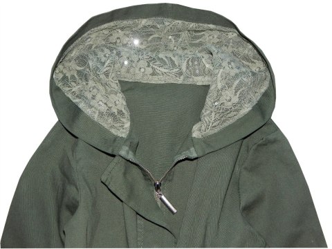 Kurtka Parka khaki z koronką wiosna/jesień Kurtka Parka khaki z koronką wiosna/jesień