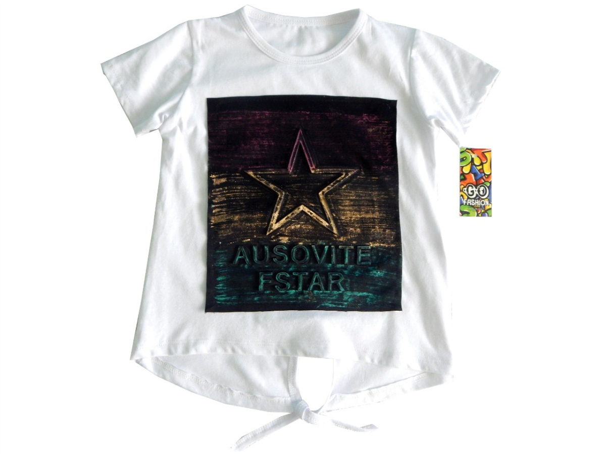 Tshirt STAR z wypukłym napisem i wiązaniem z tyłu Tshirt STAR z wypukłym napisem i wiązaniem z tyłu