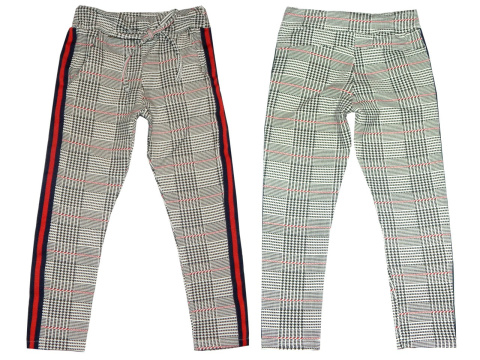 Elegancko sportowe spodnie w pepitkę z lampasami Elegancko sportowe spodnie w pepitkę z lampasami