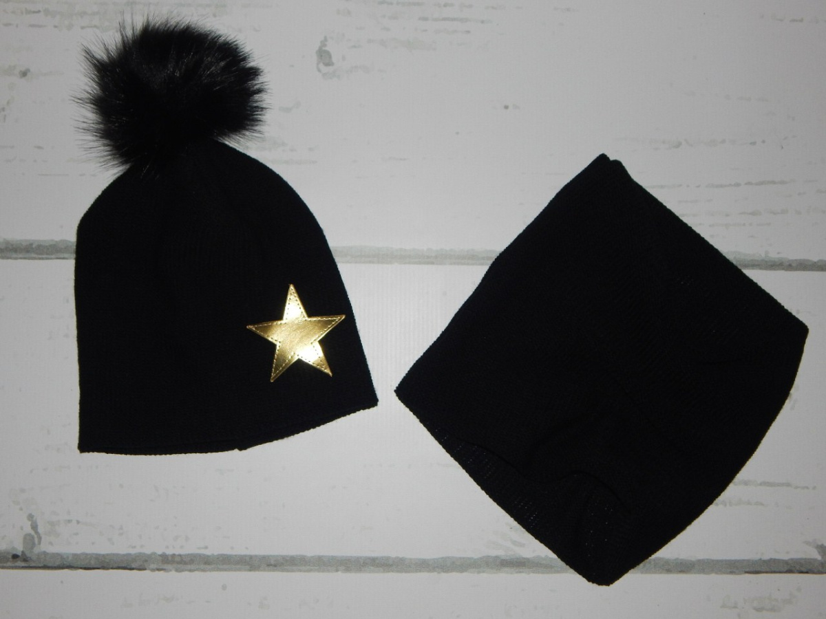GOLD STAR - Zestaw CZAPKA I KOMIN z gwiazdą i pomponem GOLD STAR - Zestaw CZAPKA I KOMIN z gwiazdą i pomponem