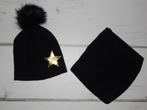 GOLD STAR - Zestaw CZAPKA I KOMIN z gwiazdą i pomponem GOLD STAR - Zestaw CZAPKA I KOMIN z gwiazdą i pomponem