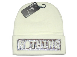 NOTHING - jesienno zimowa czapka z naszywką (ecrue)
