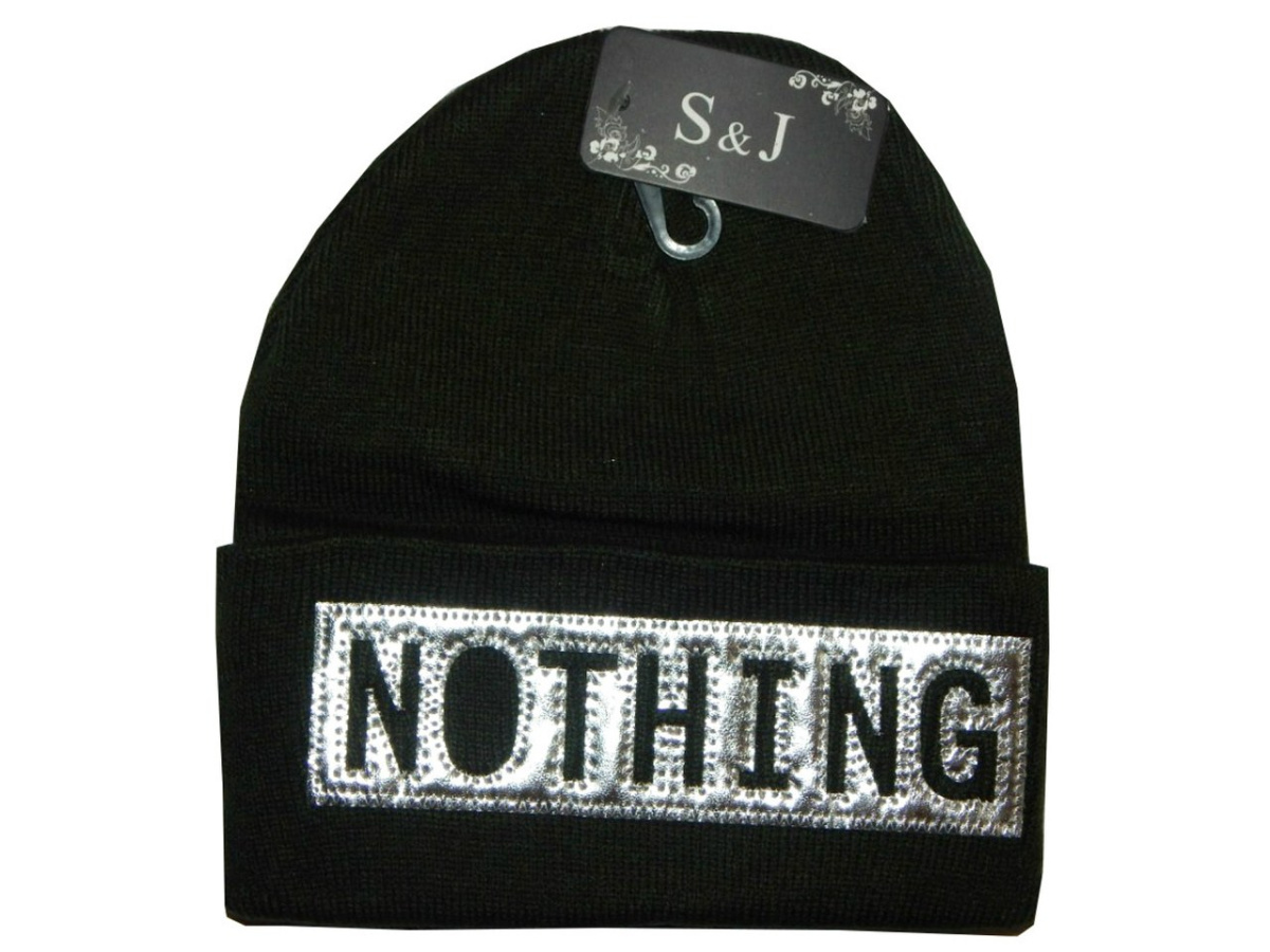 NOTHING - jesienno zimowa czapka z naszywką (khaki) NOTHING - jesienno zimowa czapka z naszywką (khaki)