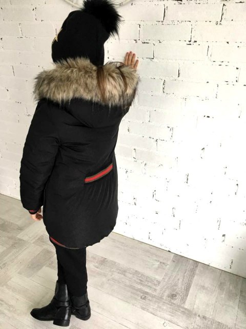 Zimowa, dłuższa PARKA kurtka GAJA z futerkiem i naszywką Zimowa, dłuższa PARKA kurtka GAJA z futerkiem i naszywką